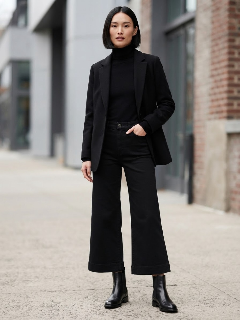 GAP Black Wide-Leg Crop Pants